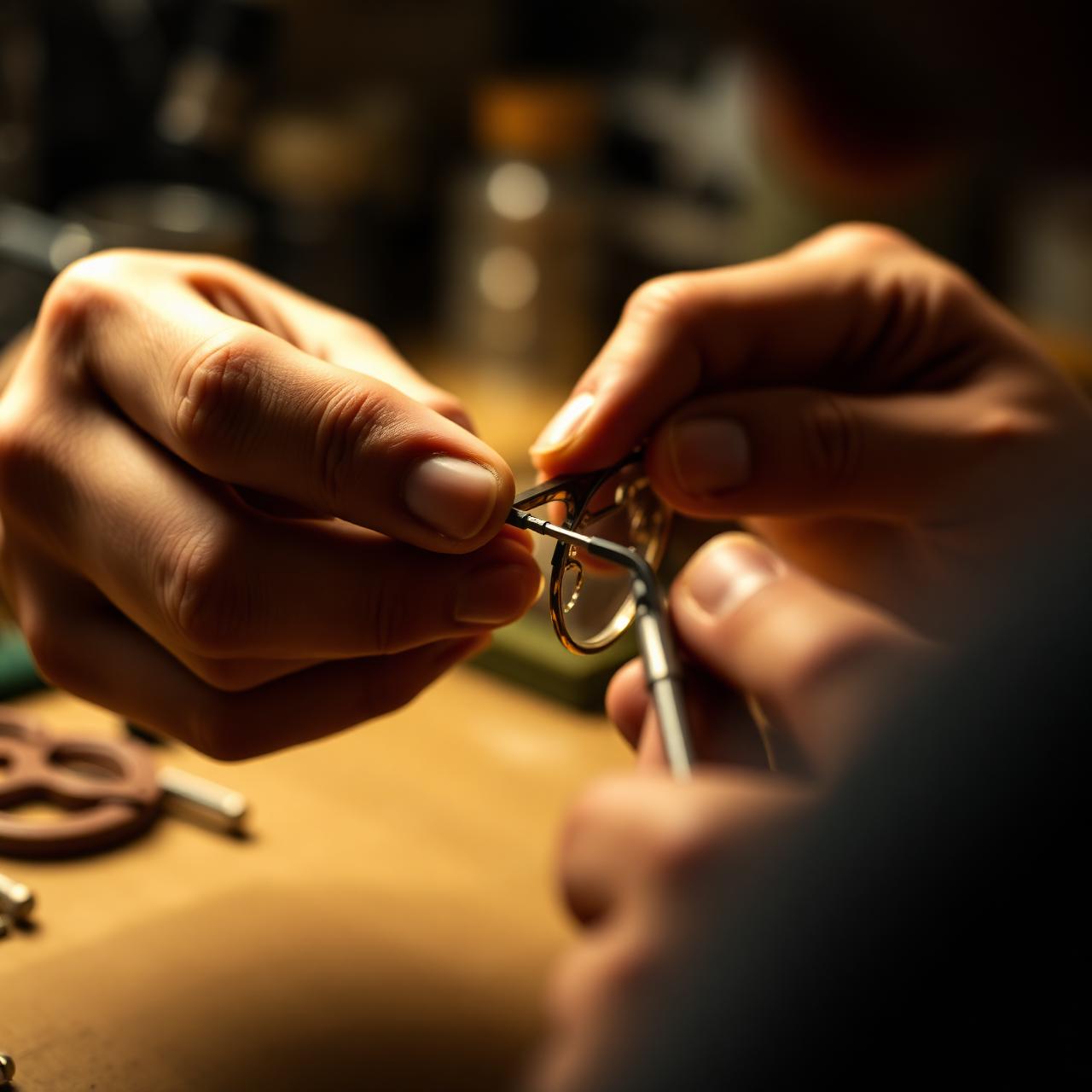 Hand-assembly of an acetate frame